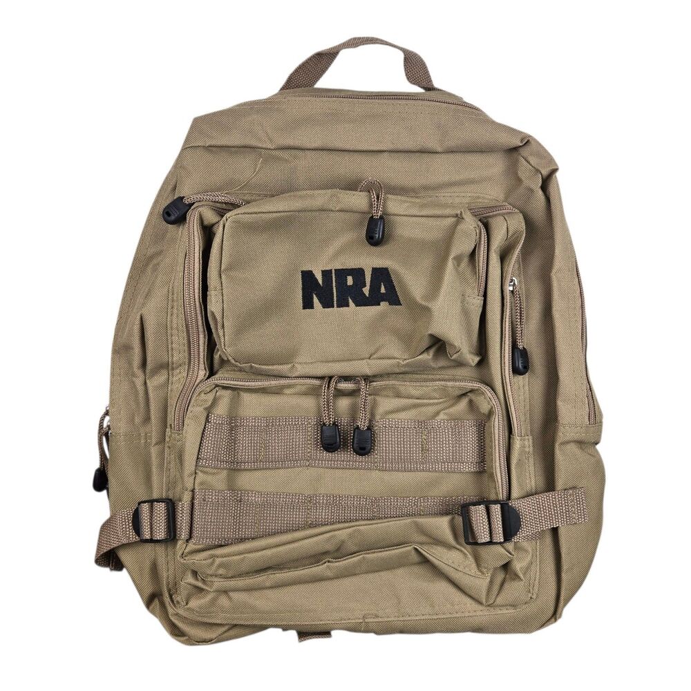 NRA Tactical Backpack 5 Compartments Hunting Camping Hiking Khaki Tan New